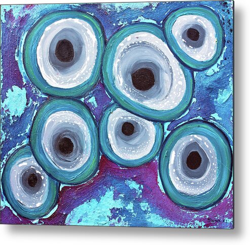 Abstract Metal Print featuring the painting Cells by Maria Meester