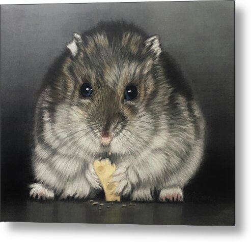 Hamster Metal Print featuring the pastel Cheese Please by Marlene Little