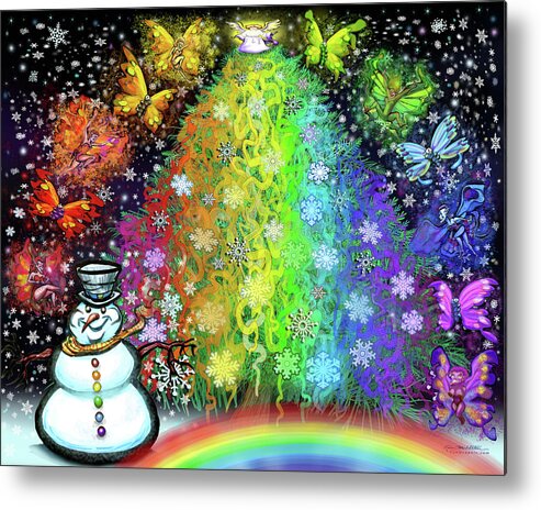 Christmas Metal Print featuring the digital art Christmas Rainbow Tree by Kevin Middleton