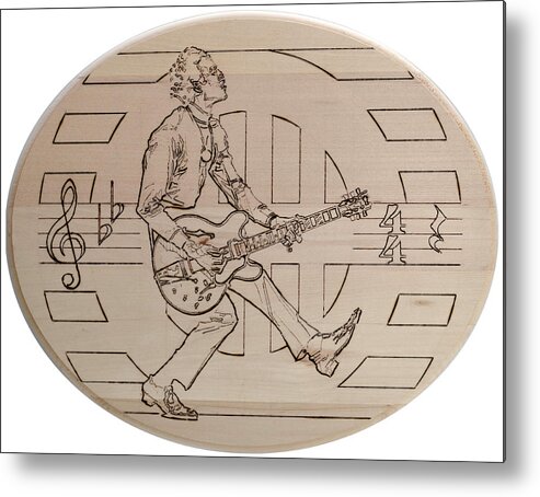 Pyrography Metal Print featuring the pyrography Chuck Berry - Viva Viva Rock 'N' Roll by Sean Connolly