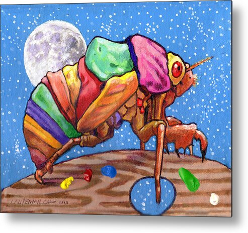 Cicadas Metal Print featuring the painting Cicadas Shell Palette by John Lautermilch