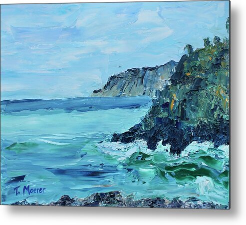 Seascape Metal Print featuring the painting Cinque Terre 1 by Teresa Moerer