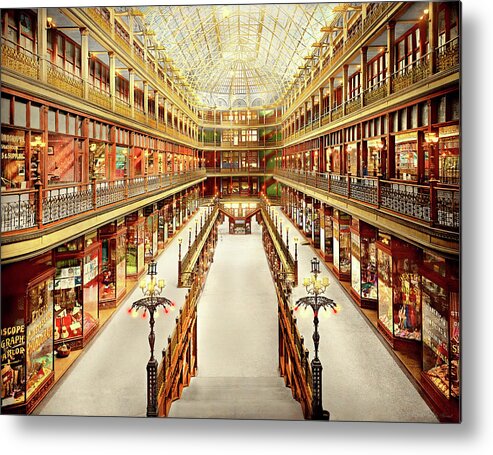 Ohio Metal Print featuring the photograph City - Cleveland, OH - The Cleveland Arcade 1901 by Mike Savad