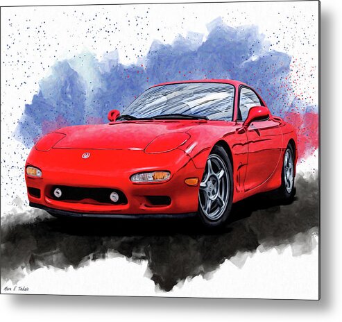 Mazda Metal Print featuring the mixed media Classic Mazda RX-7 FD by Mark Tisdale