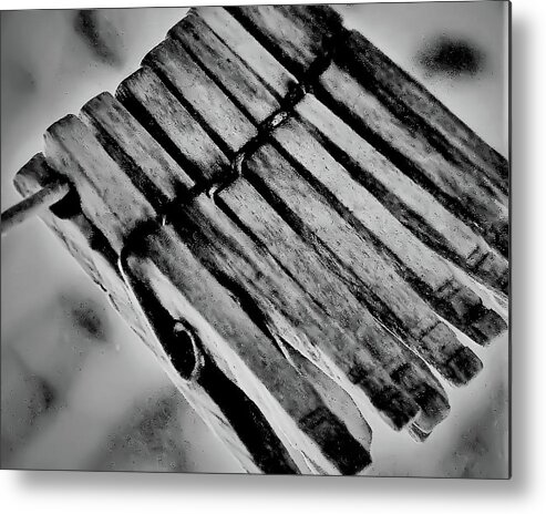 Cloths Pin Wood Close B&w Metal Print featuring the photograph Clothes Pin by John Linnemeyer