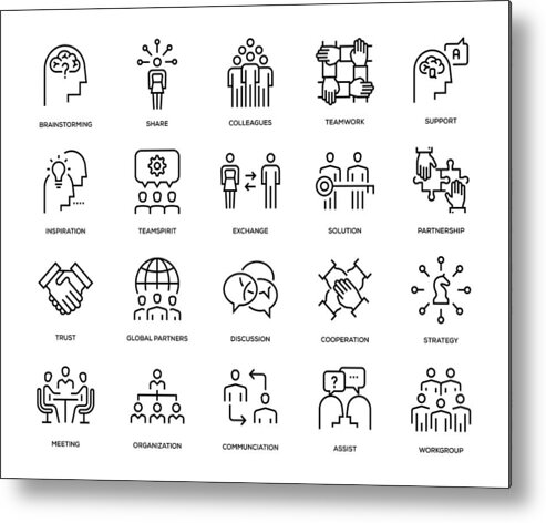Expertise Metal Print featuring the drawing Collaboration Icon Set by Enis Aksoy