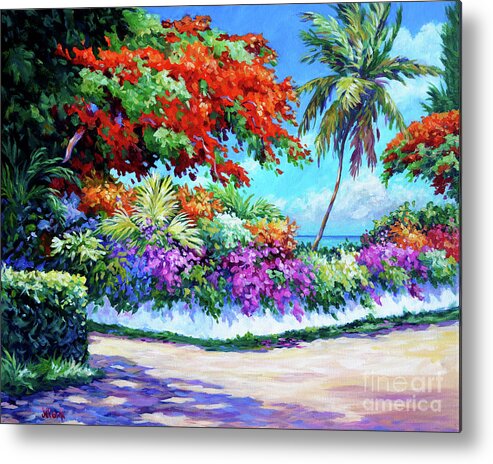 Bougainvillea Metal Print featuring the painting Colorful wall by John Clark