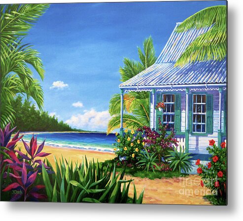 Cottage Metal Print featuring the painting Cottage on the Beach 17x23 by John Clark