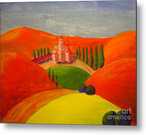 Landscape Metal Print featuring the painting Courtyard by Lilibeth Andre