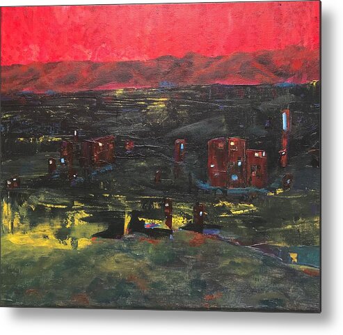 Red Sky Metal Print featuring the painting Covid Isolation by Deborah Naves