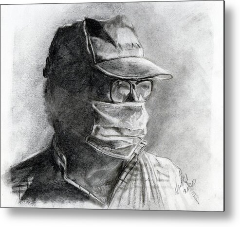 Covid19 Metal Print featuring the drawing COVID19 Volunteer #7 by Vicki B Littell