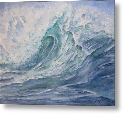 Wave Metal Print featuring the painting Crashing Ocean Wave by Kelly Mills