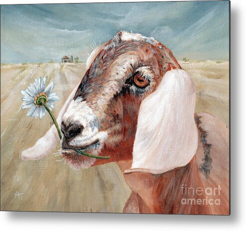 Farm Metal Print featuring the painting Daisy - Nubian Goat by Annie Troe