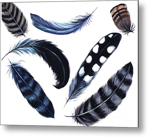 Feathers Metal Print featuring the painting Dancing Feathers by Elizabeth Robinette Tyndall