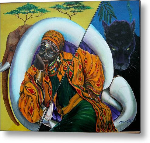 African Princess Metal Print featuring the painting Daughter of the motherland by Arthur Covington