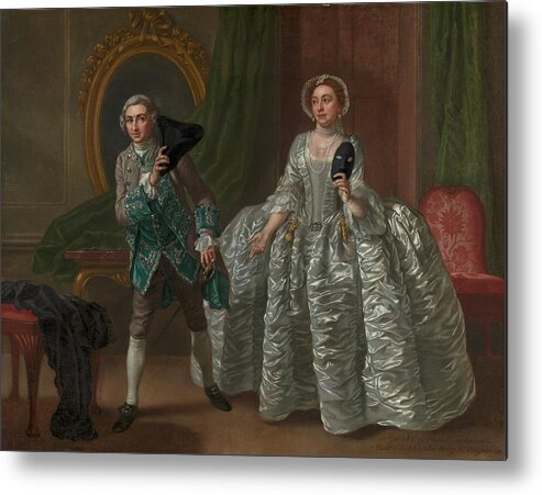  18th Century Art Metal Print featuring the painting David Garrick and Mrs Pritchard by Francis Hayman
