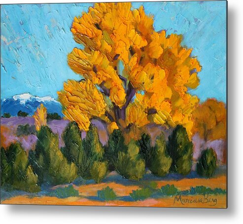 Plein Air Metal Print featuring the painting Dazzling Cottonwoods by Marian Berg