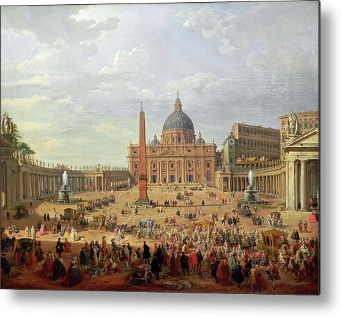 Giovanni Paolo Panini Metal Print featuring the painting Departure of the Duc de Choiseul by Giovanni Paolo Panini