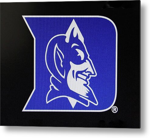 Face Mask Metal Print featuring the photograph Duke Blue Devils Logo by Allen Beatty