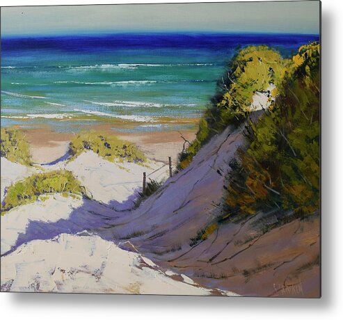 Beach Scene Metal Print featuring the painting Dunes to the Beach Central Coast nsw by Graham Gercken
