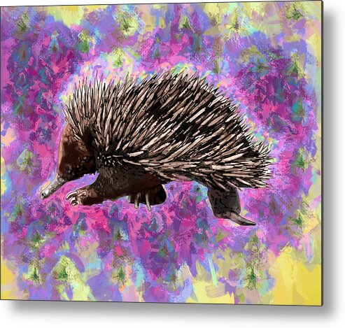 Portrait Metal Print featuring the drawing E is for Echidna by Joan Stratton