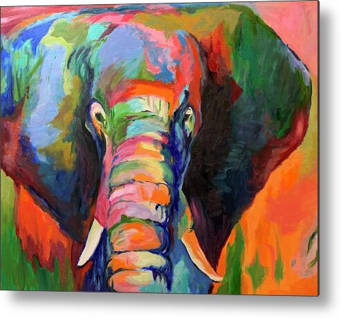 Elephant Metal Print featuring the painting Ellie in Full Color by Tracy Hutchinson