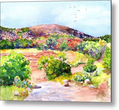 Texas Metal Print featuring the painting Enchanted Rock Mountain Texas by Carlin Blahnik CarlinArtWatercolor