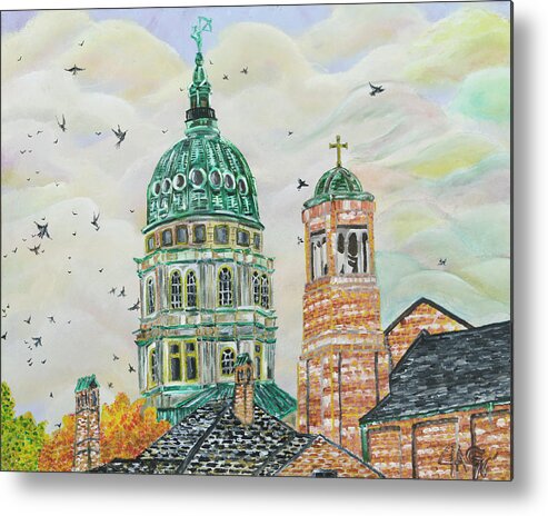 Acrylic Painting Art Metal Print featuring the painting End Of The Green College Of Crows by The GYPSY and Mad Hatter