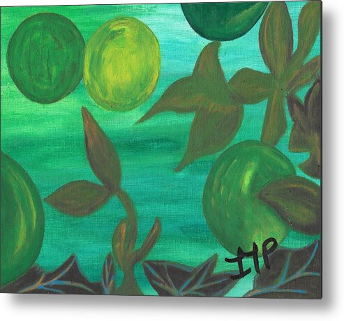 Leaves Metal Print featuring the painting Esoteric Garden Flow by Esoteric Gardens KN