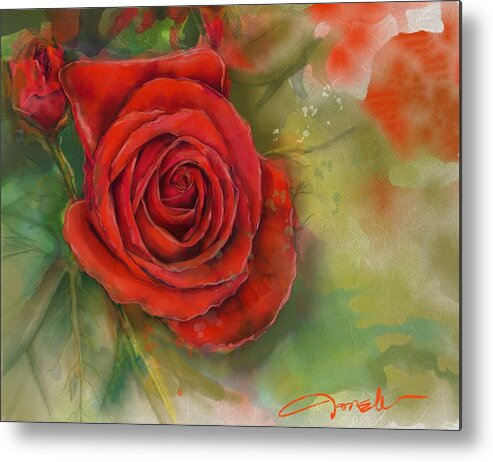 Watercolor Metal Print featuring the painting Watercolor painting of eternal roses by Mark Tonelli