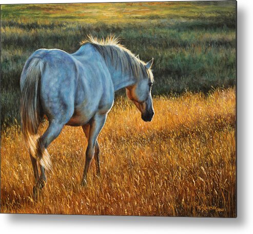Horse Metal Print featuring the painting Evening Glow by Kim Lockman