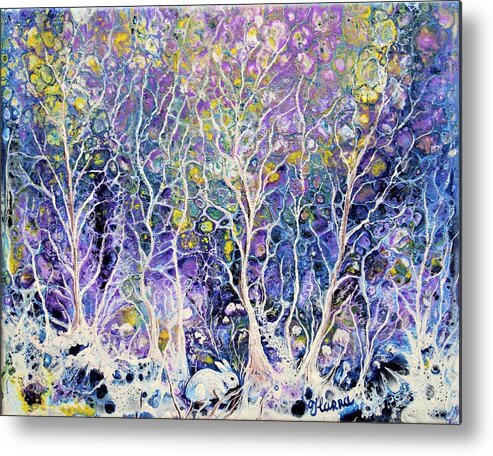 Wall Art Abstract Forest Gift For Her Home Décor Bunny White Forest White Bunny White Snow Acrylic Paint Painting On Canvas Wall Décor Gift Idea Pouring Art Pouring Technique Metal Print featuring the painting Fairy Forest by Tanya Harr
