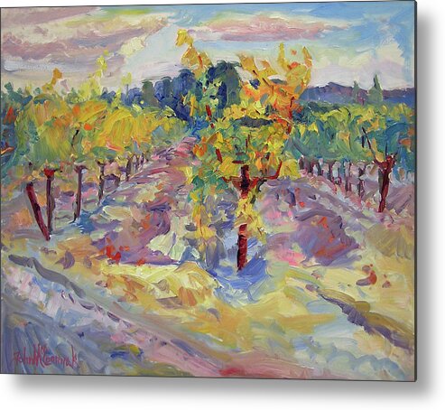 Landscape Metal Print featuring the painting Fall Vines, Sonoma County by John McCormick