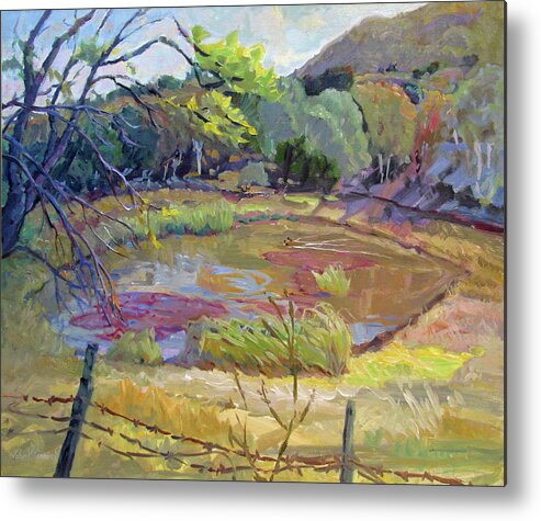 Farm Metal Print featuring the painting Farm Pond by John McCormick