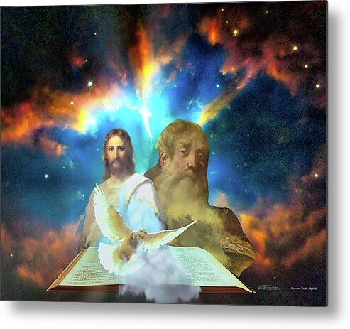 Scripture Metal Print featuring the digital art Father Son and Holy Ghost by Norman Brule