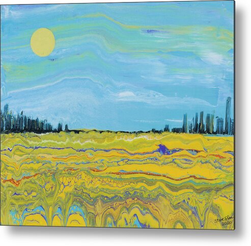 Seascape Metal Print featuring the painting Fields of Gold by Steve Shaw