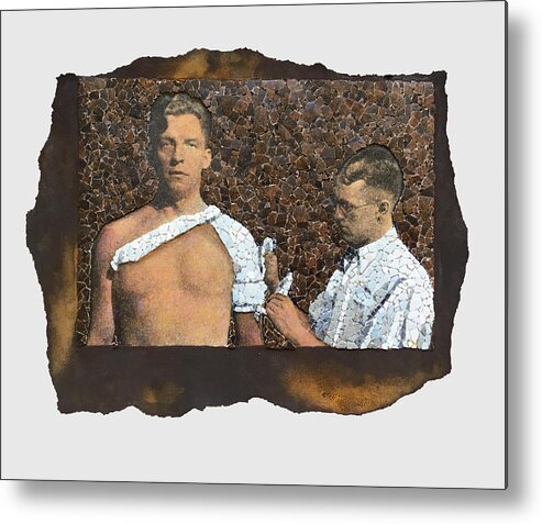 Eggshell Metal Print featuring the mixed media Fig. 20 B. Shoulder bandage. by Matthew Lazure