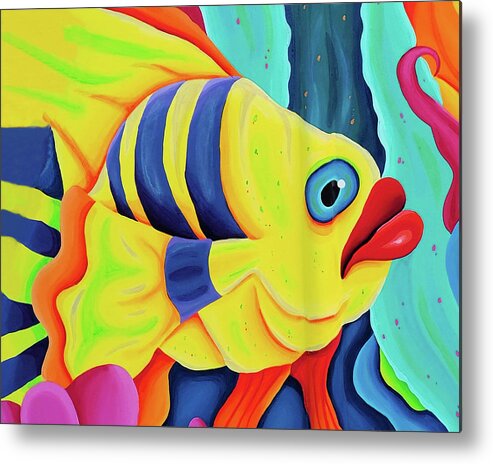 Yellow Metal Print featuring the photograph Fish Lips by Scott Olsen