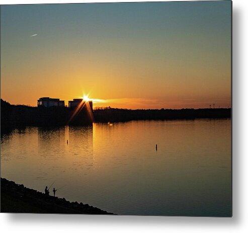 Sunset Metal Print featuring the photograph Fishing at Sunset by Rick Nelson