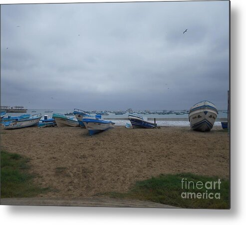 Boats Metal Print featuring the photograph Fishing boats by Nancy Graham