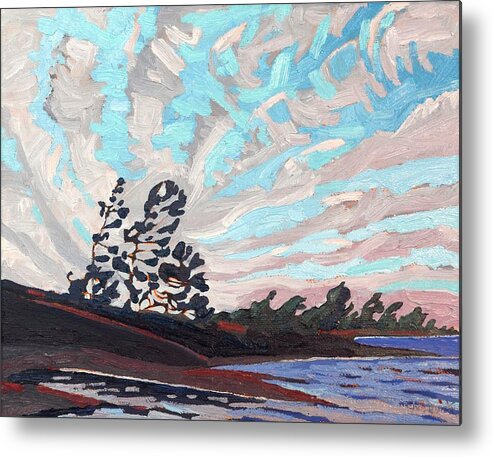 2313 Metal Print featuring the painting Flagged Pines and Cirrus by Phil Chadwick