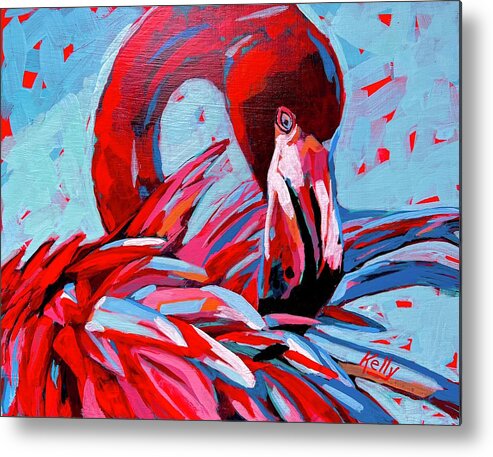Flamingo Metal Print featuring the painting Lady in Red by Kelly Smith