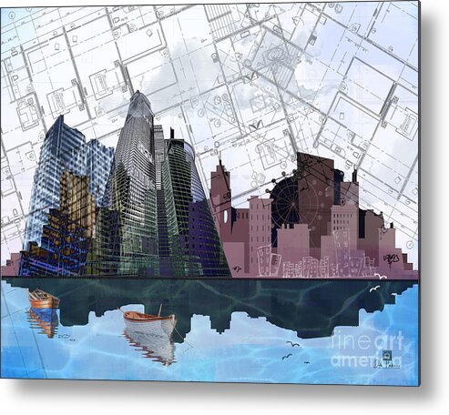 Architecture Metal Print featuring the digital art Floating City by Deb Nakano
