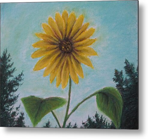 Sun Flower Metal Print featuring the painting Flower of Yellow by Jen Shearer