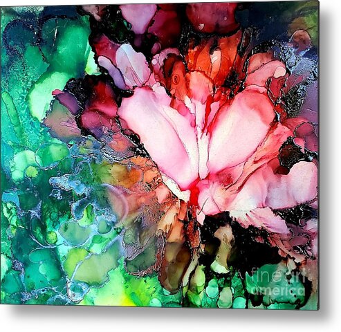 Abstract Metal Print featuring the painting Flower Play by Zan Savage