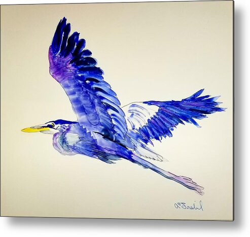 Blue Heron Metal Print featuring the photograph Flying Solo by Ann Frederick