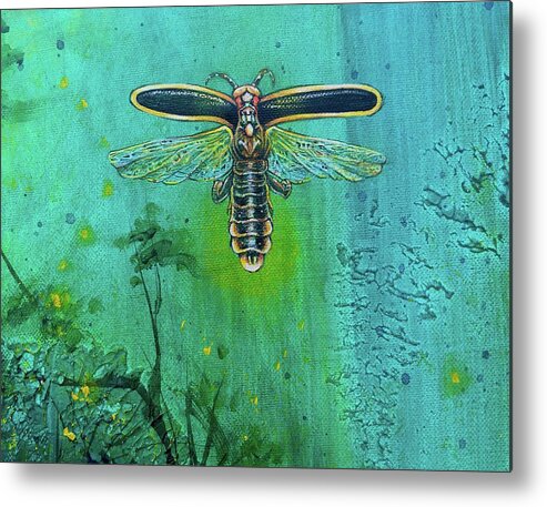 Firefly Metal Print featuring the painting Forest Lantern by Pamela Kirkham