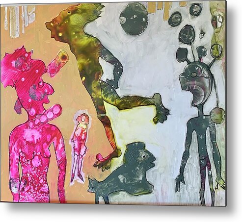 Mixed Media Metal Print featuring the painting Fun Time by Carole Johnson