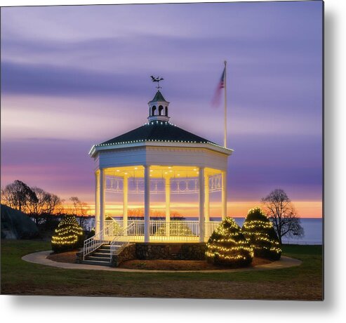 Gazebo Metal Print featuring the photograph Gazebo Lights, Stage Fort Park by Michael Hubley