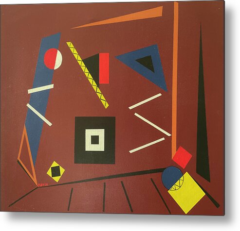 Abstract Metal Print featuring the painting Geometrical Play 2 by Karin Eisermann